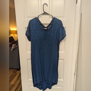 Soft Surroundings Sparkling Navy High Low Dress